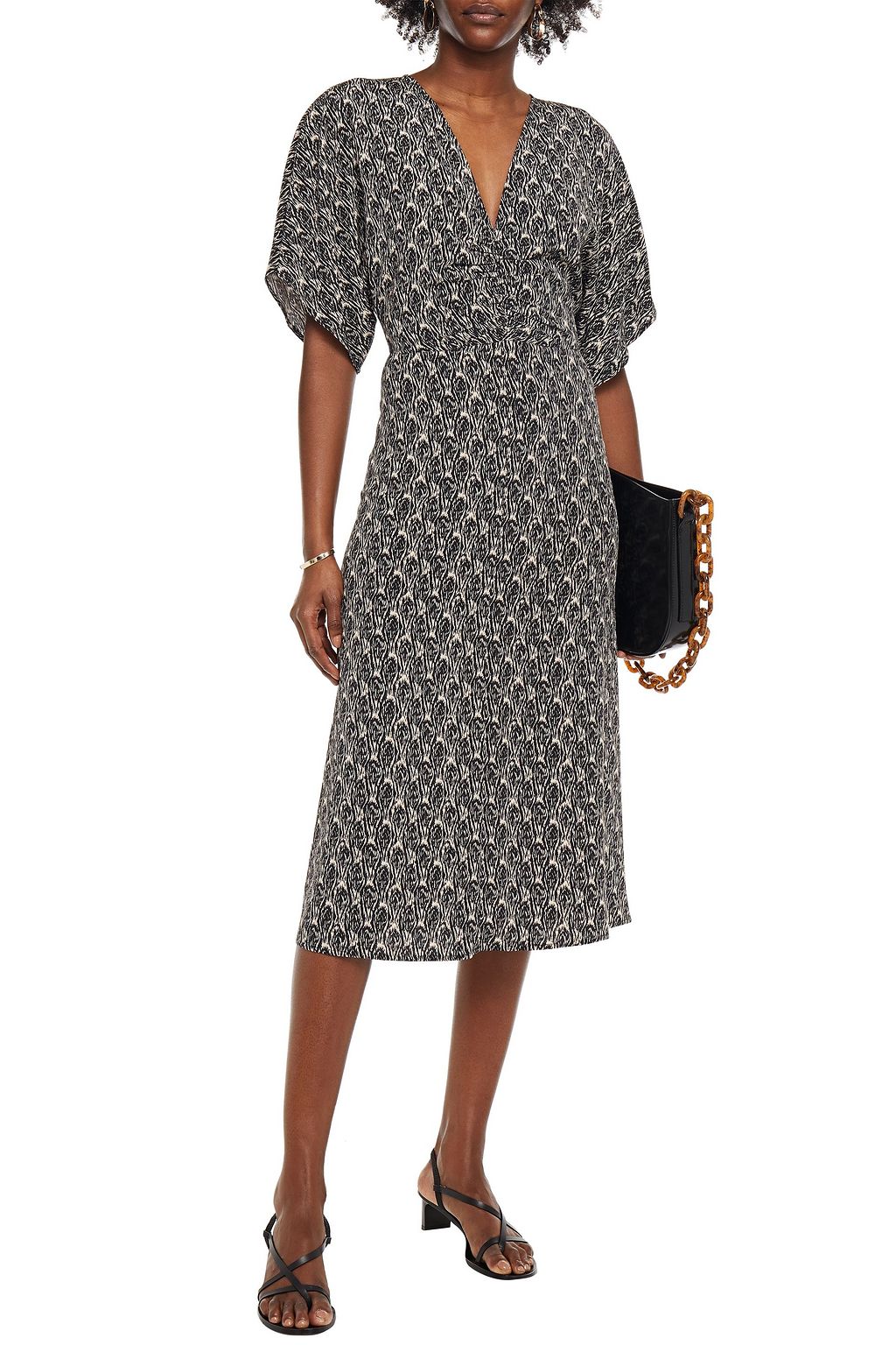 VANESSA BRUNO Nevia ruched printed crepe midi dress