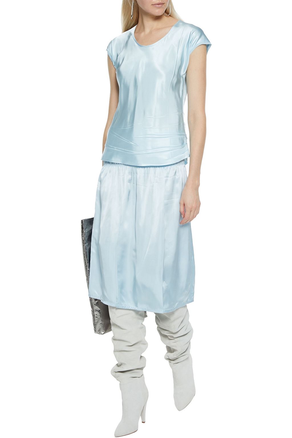HELMUT LANG Pleated satin top