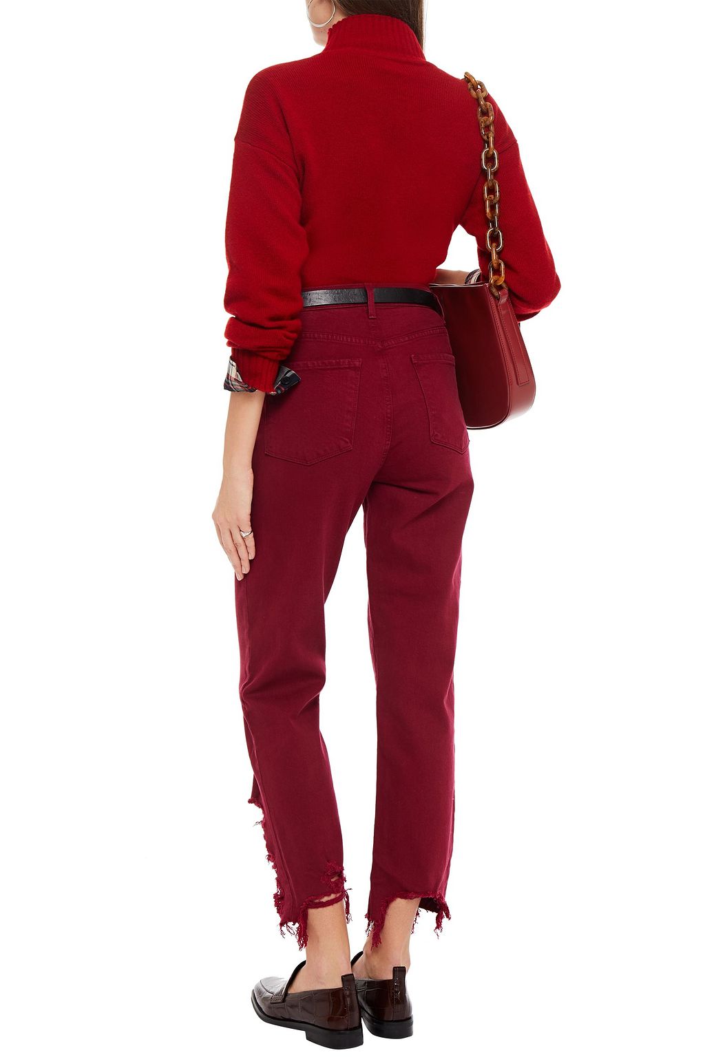 J BRAND Jules cropped distressed high-rise straight-leg jeans