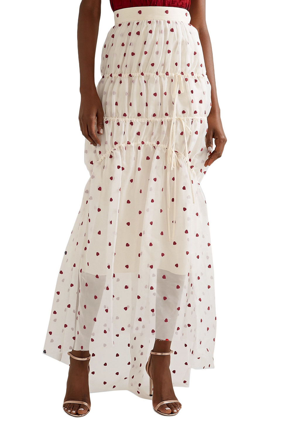  Brock Collection - Gestufter Maxirock Aus Organza Aus Einer Seidenmischung Mit Stickereien - Neutral - Us 6 