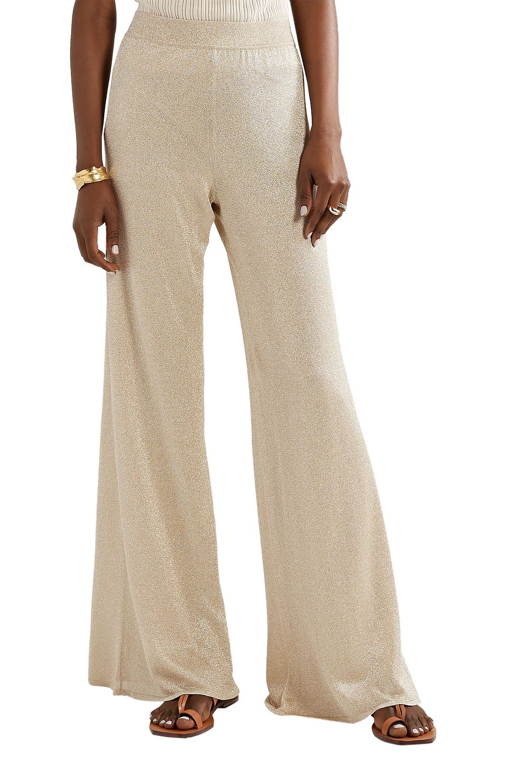 MISSONI Metallic knitted wide-leg pants