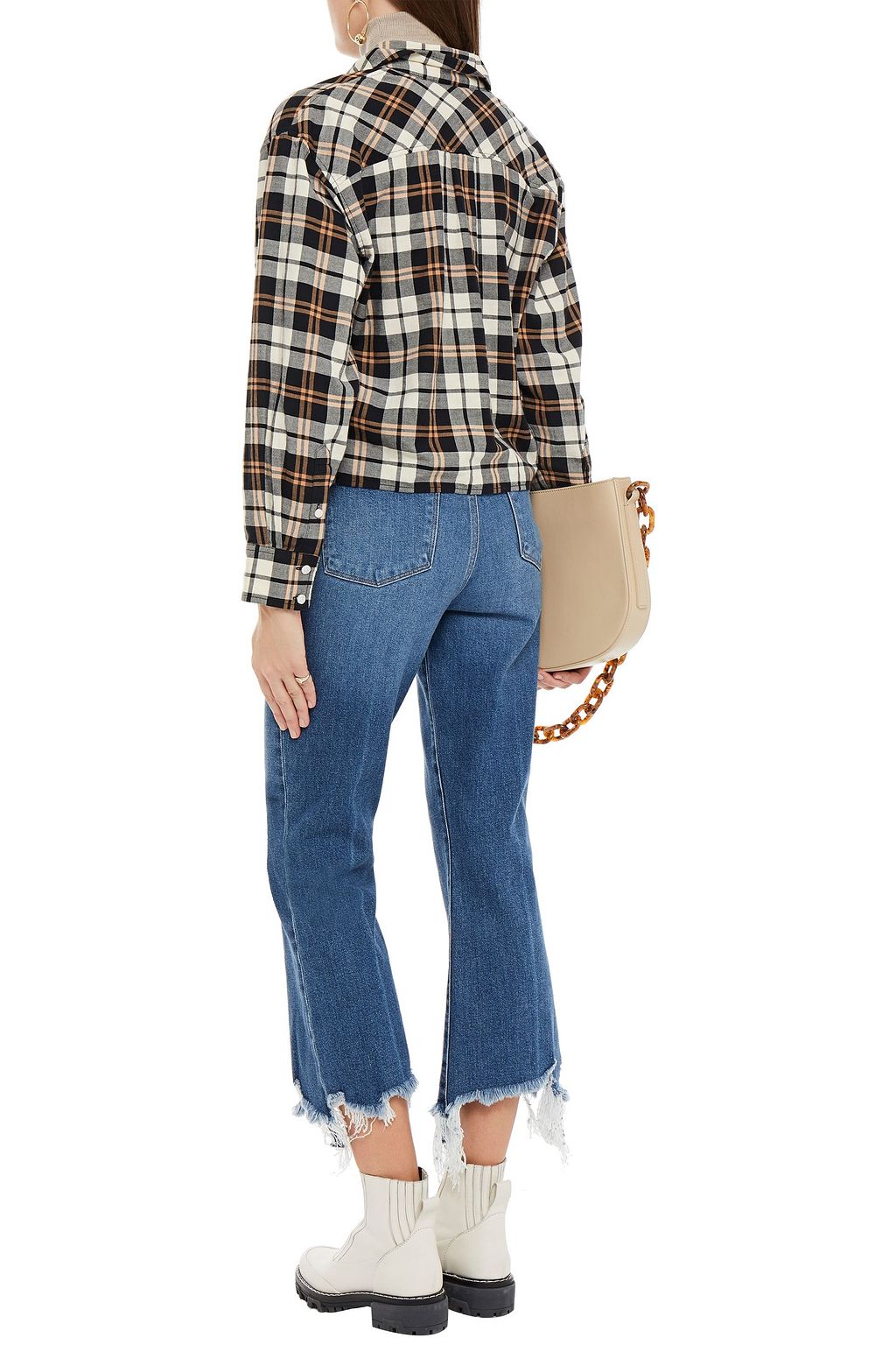 J BRAND Julia frayed faded high-rise flared jeans