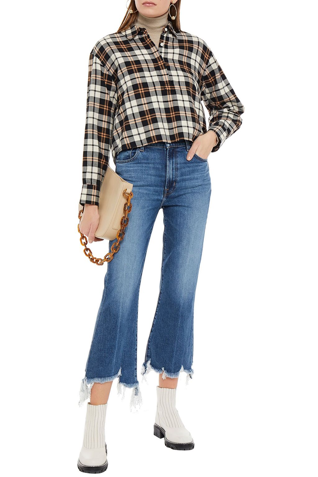 J BRAND Julia frayed faded high-rise flared jeans