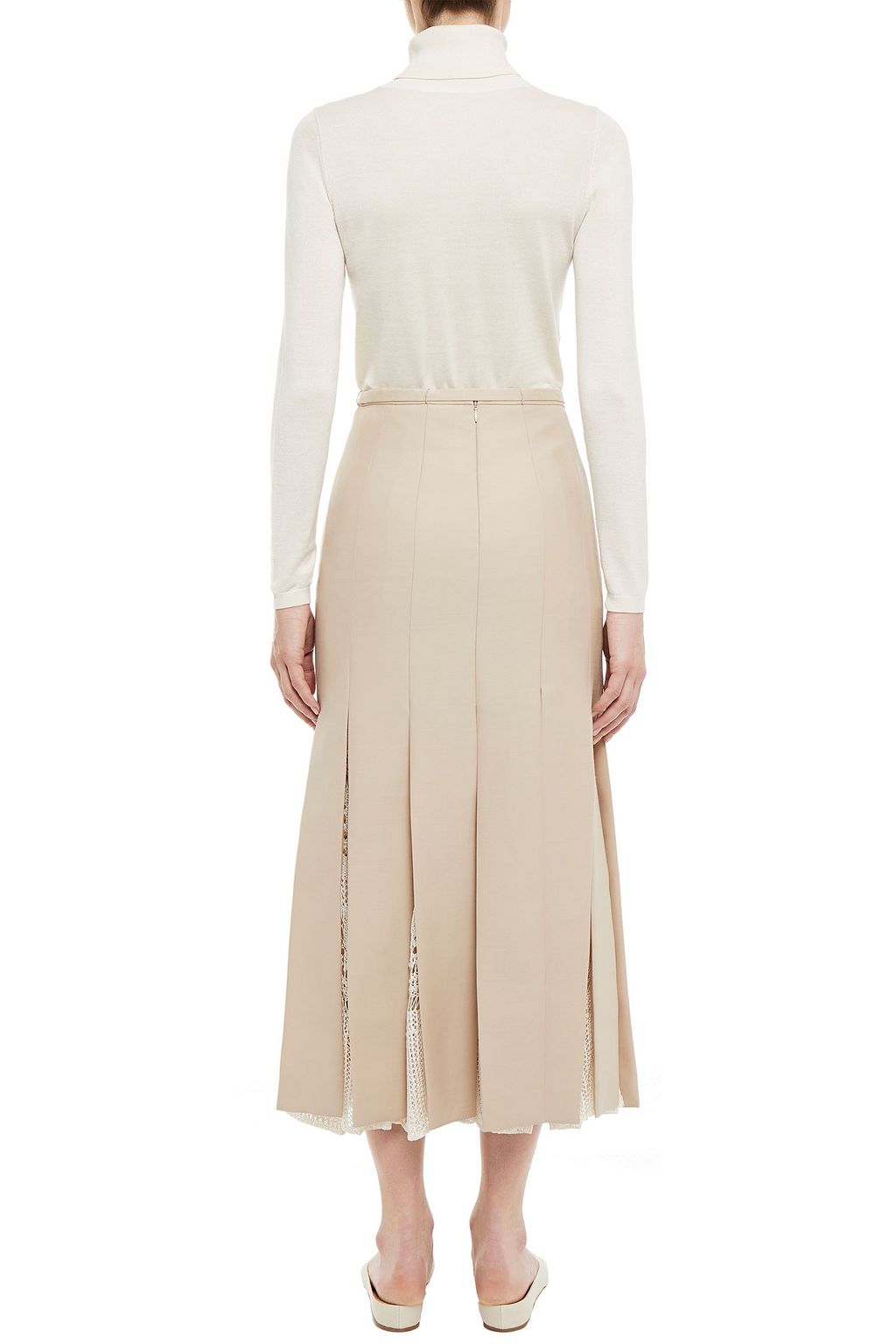 silk wool midi skirt