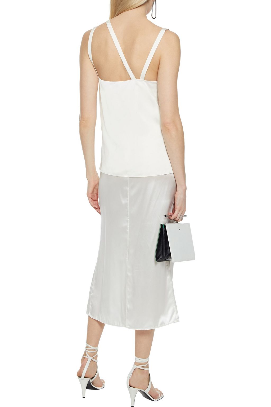 HELMUT LANG Asymmetric layered sateen camisole