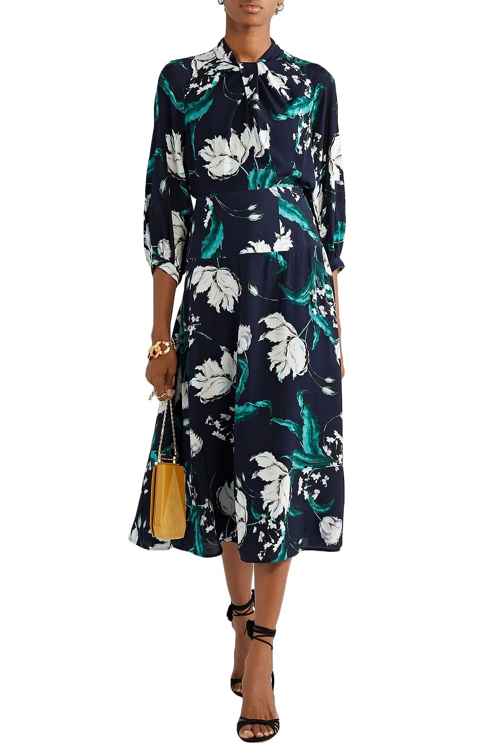 ERDEM Elvin floral-print crepe midi skirt