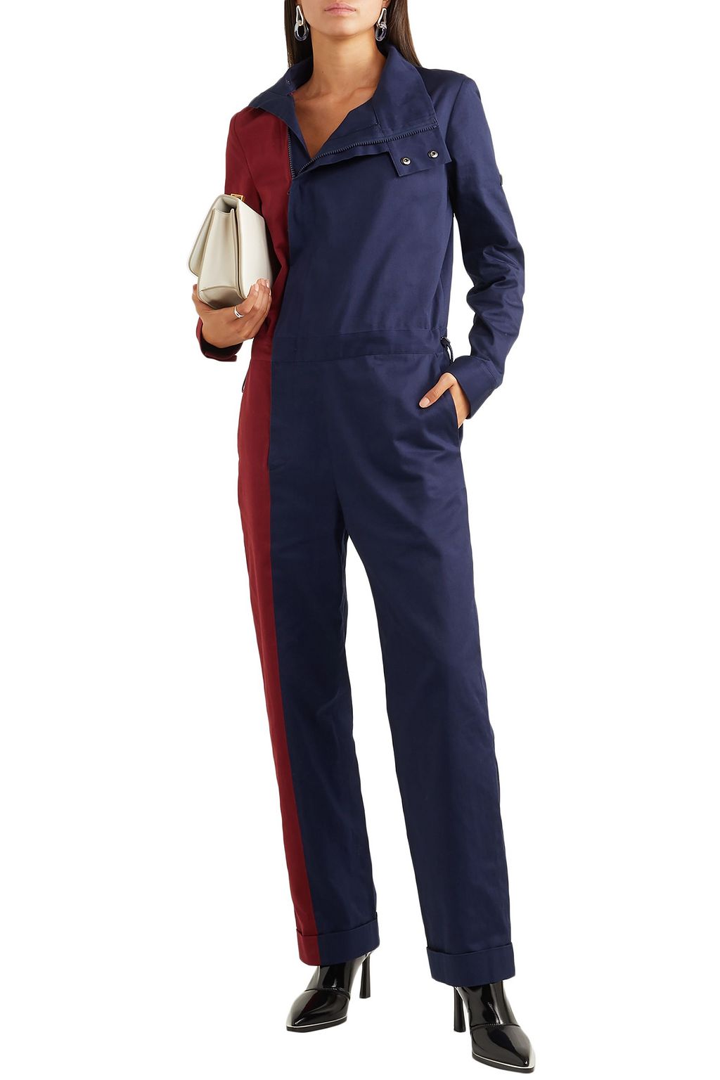 MONSE Two-tone cotton-twill jumpsuit