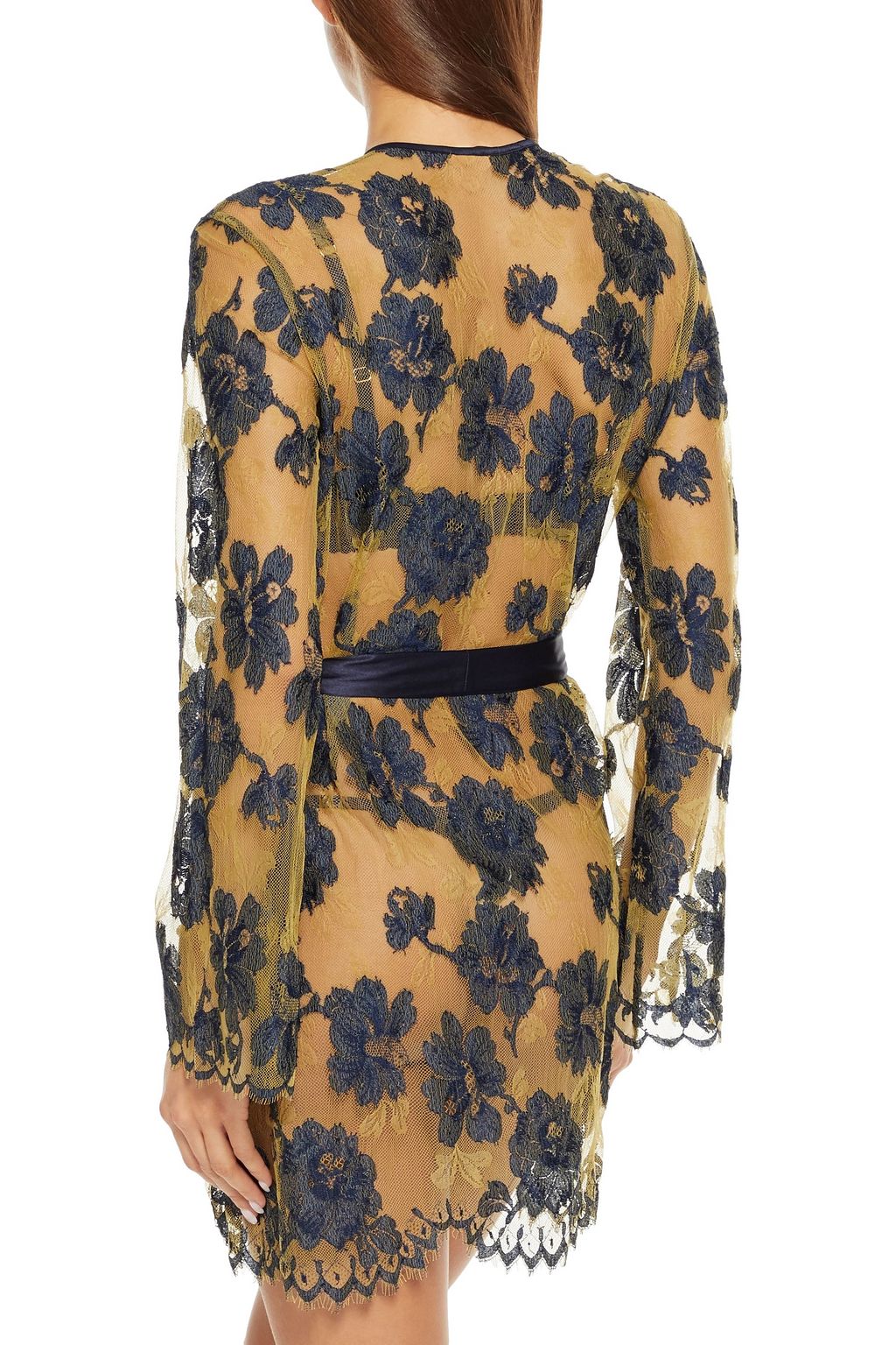 MYLA Dove Mews satin-trimmed Leavers lace robe
