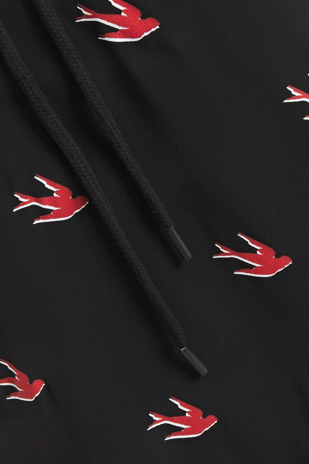 MCQ ALEXANDER MCQUEEN Printed cotton-jersey and crepe de chine hoodie
