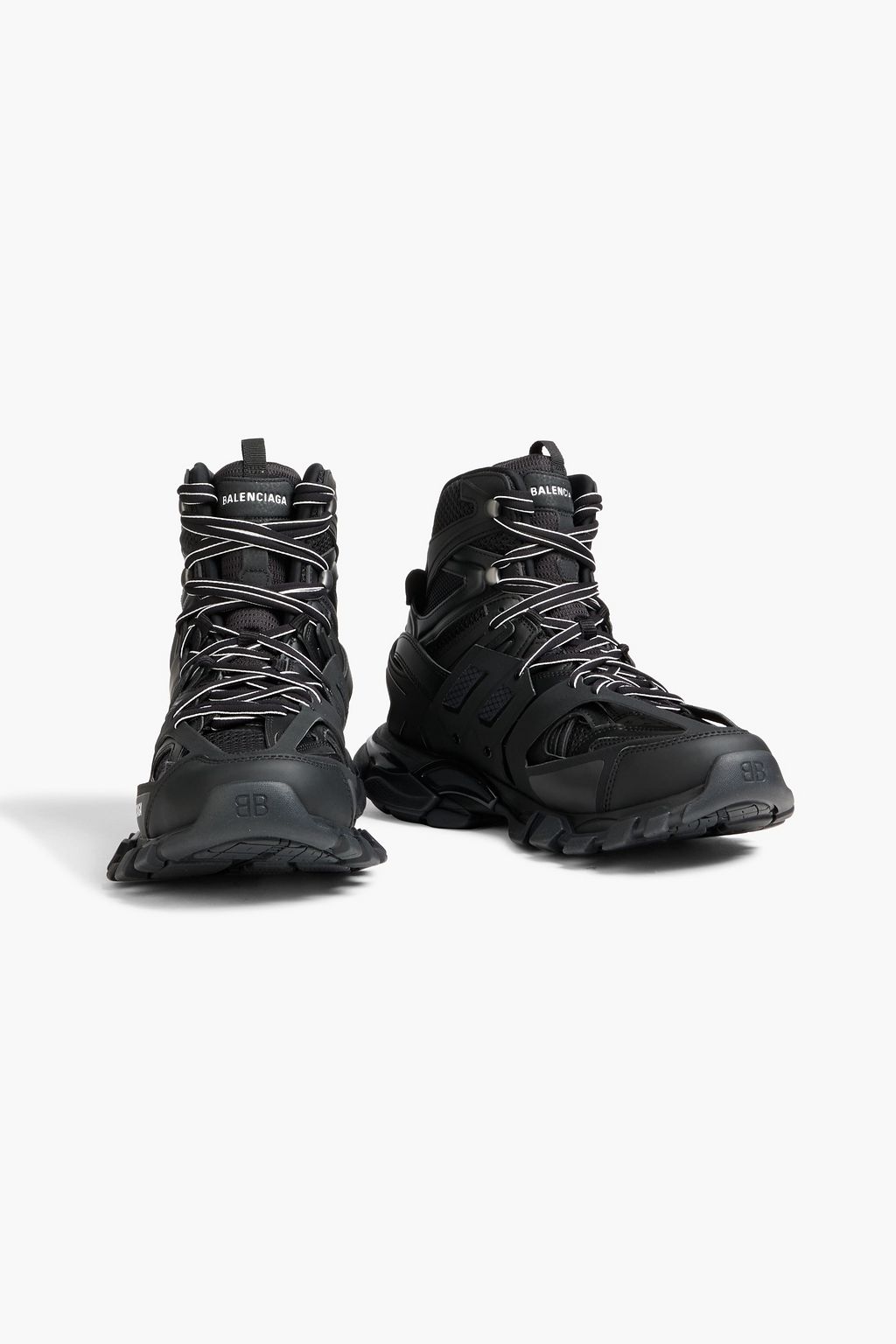 BALENCIAGA Track High faux leather, mesh and rubber high-top sneakers