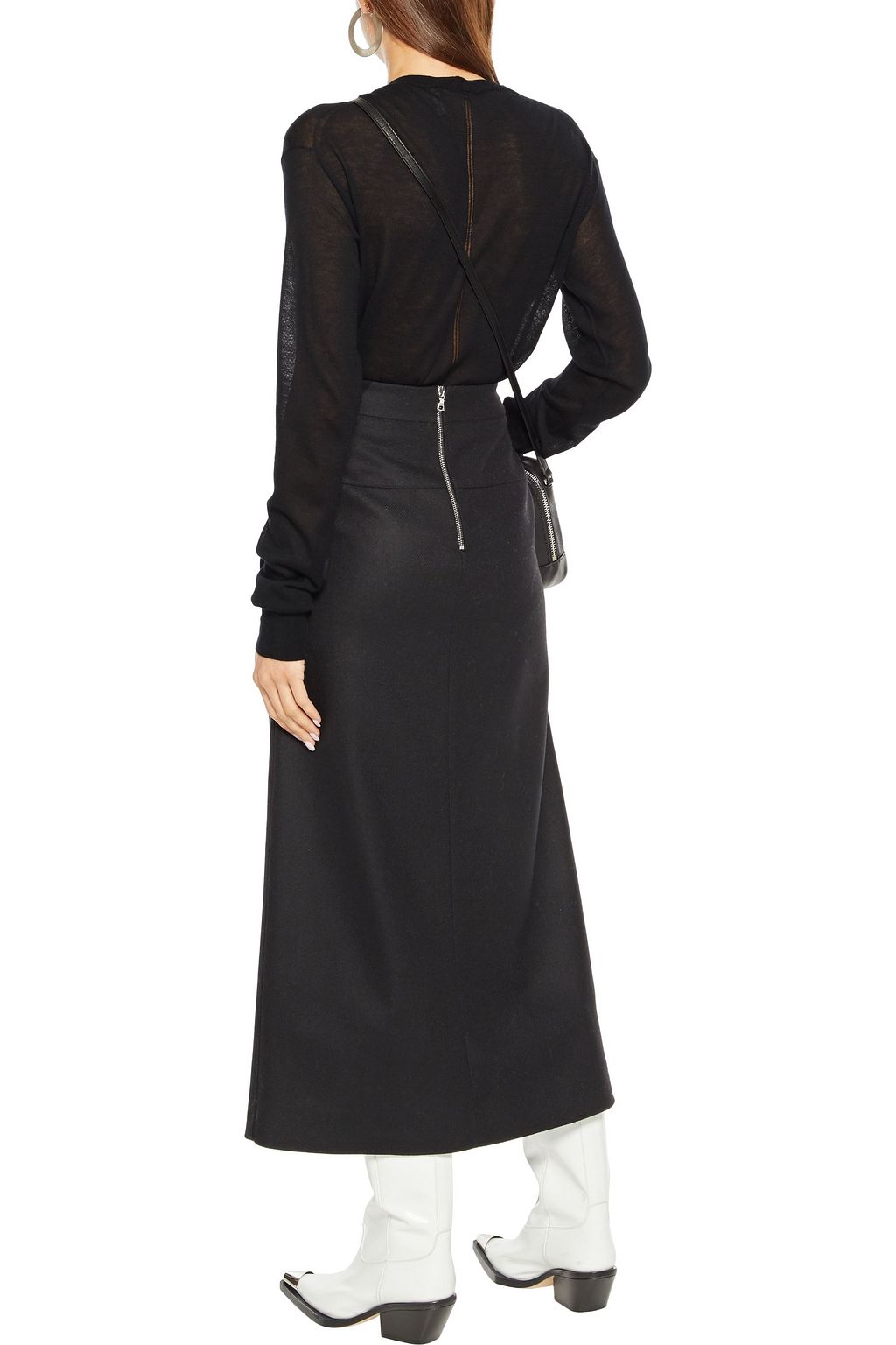 HELMUT LANG Pointelle-trimmed cashmere-blend sweater