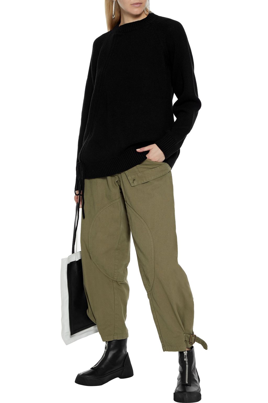 MCQ ALEXANDER MCQUEEN Tie-detailed wool and cashmere-blend sweater