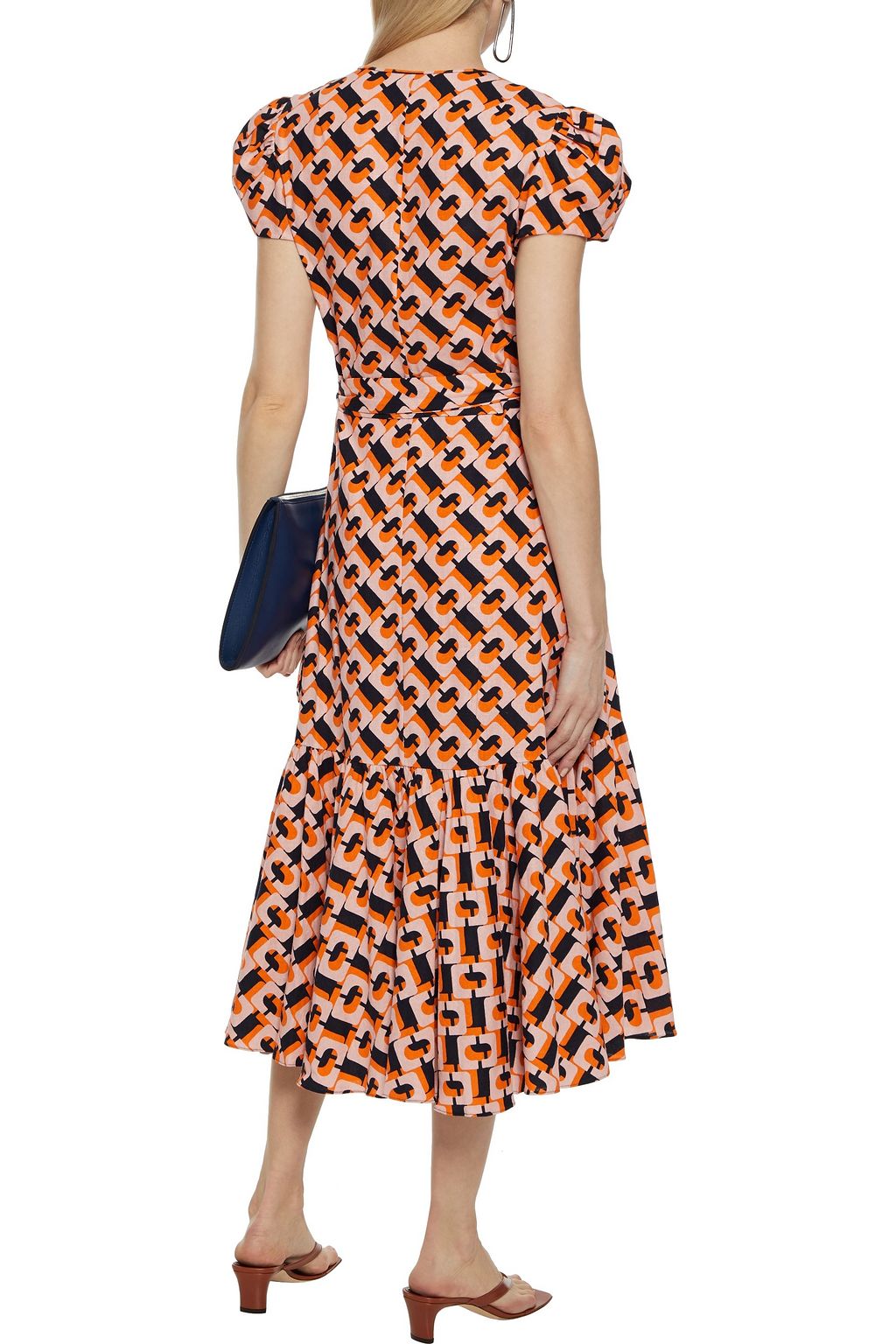 DIANE VON FURSTENBERG Vienna ruffled printed linen-blend midi wrap ...