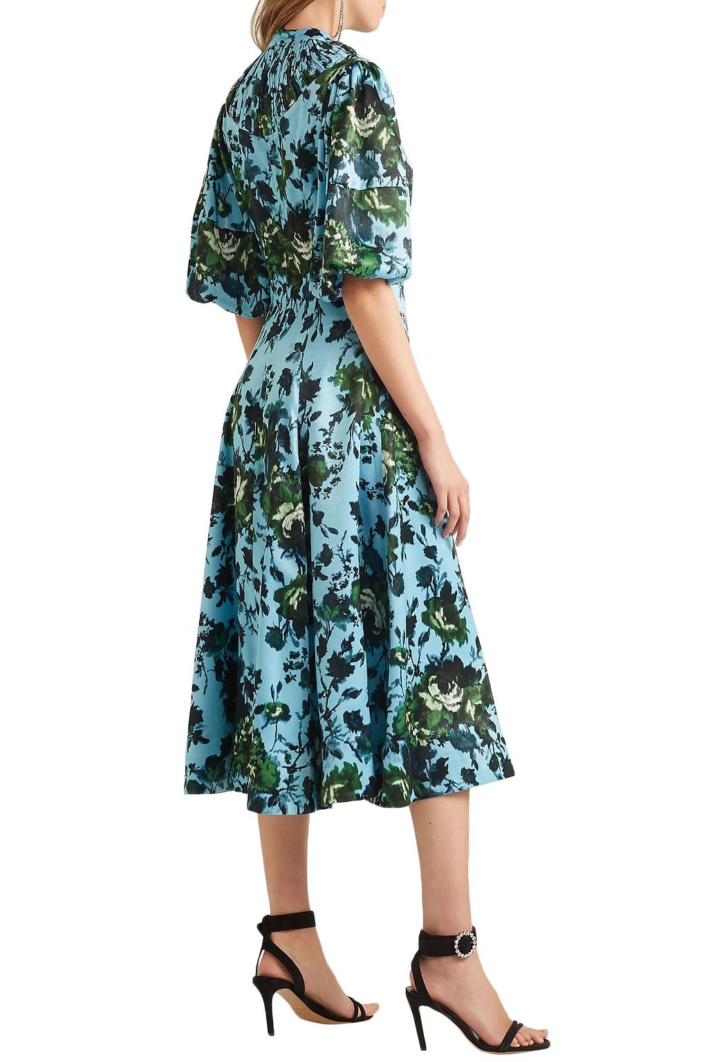 ERDEM Margo floral-print satin midi dress