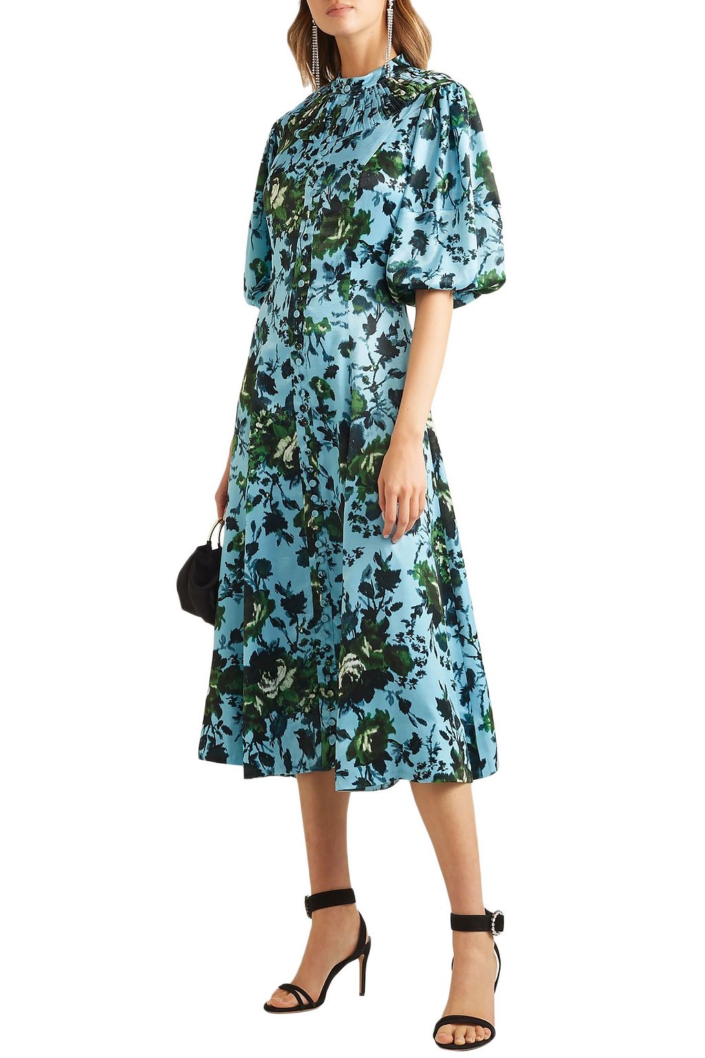 ERDEM Margo floral-print satin midi dress