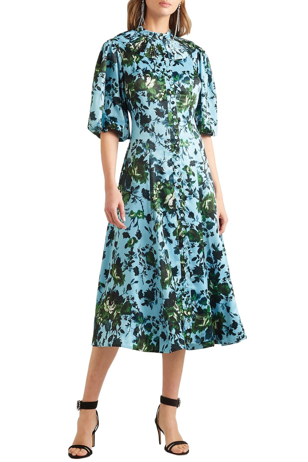 ERDEM Margo floral-print satin midi dress