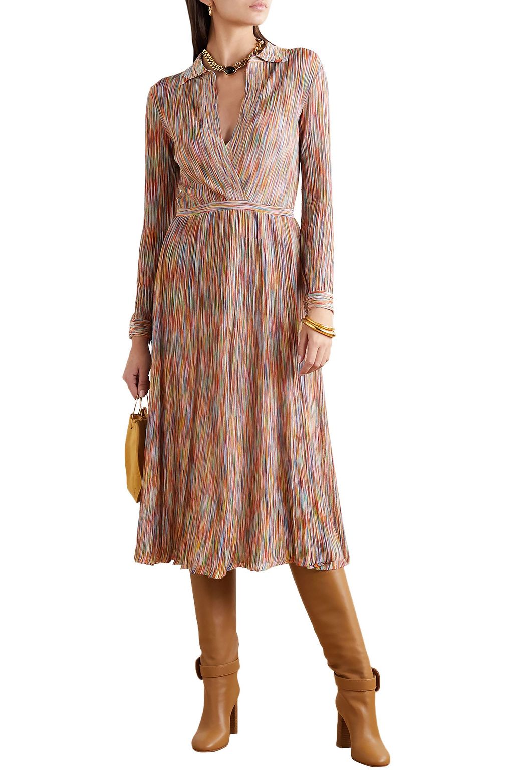 MISSONI Wrap-effect crochet-knit cotton-blend midi dress
