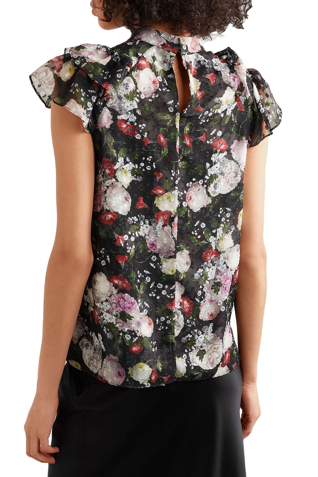 ERDEM Clarence ruffled floral-print fil coupé chiffon blouse