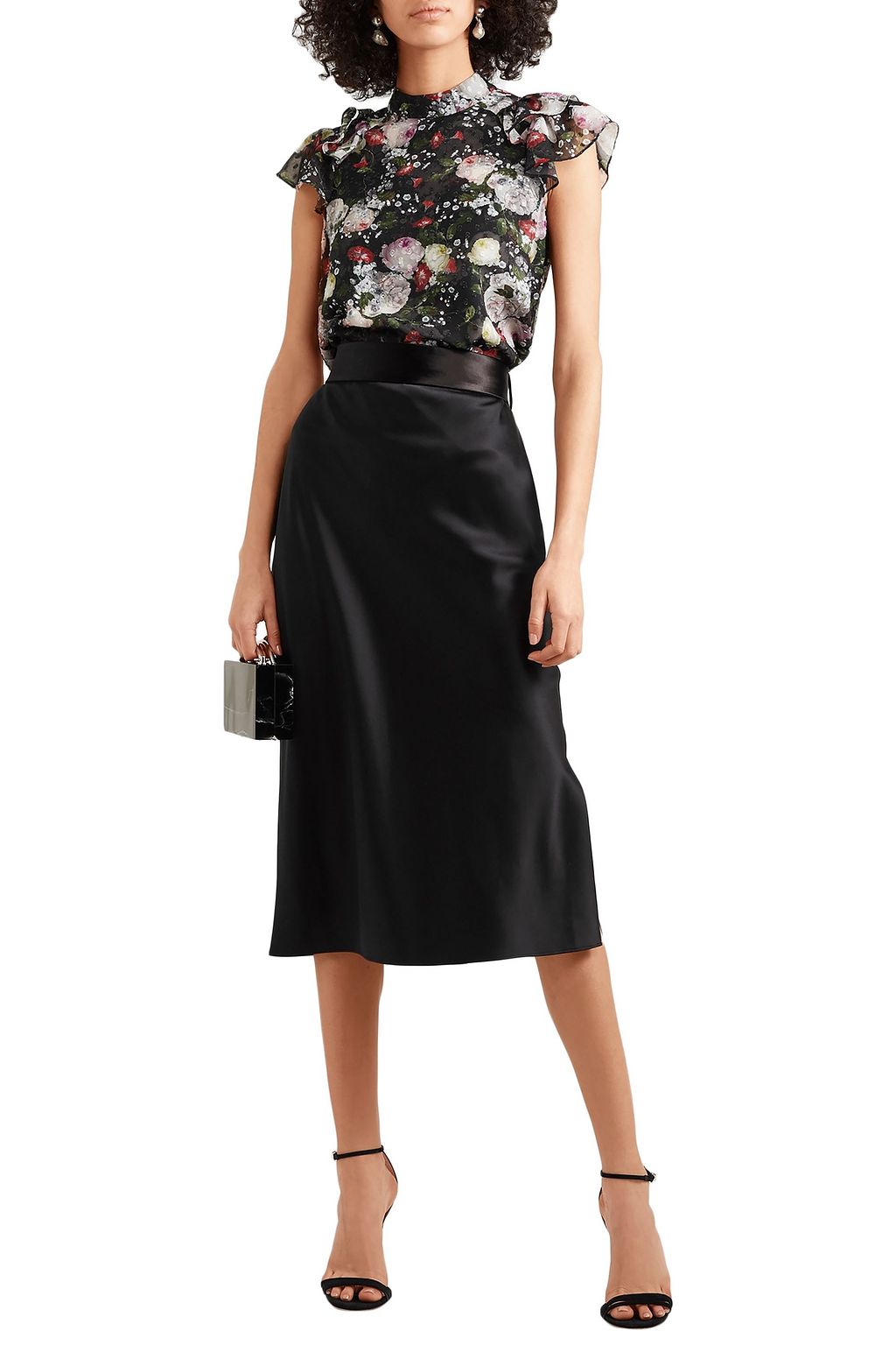 ERDEM Clarence ruffled floral-print fil coupé chiffon blouse