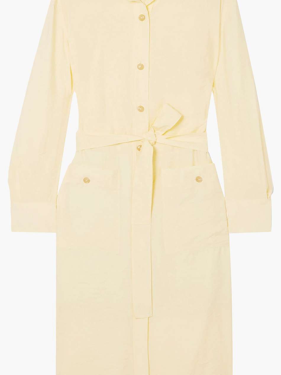 belted crinkled-twill midi shirt dress