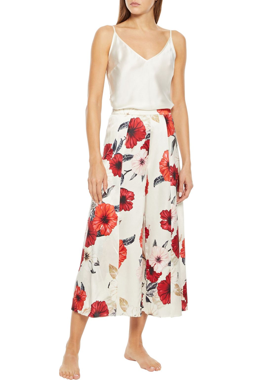 MYLA Covent Garden floral-print silk-blend satin culottes