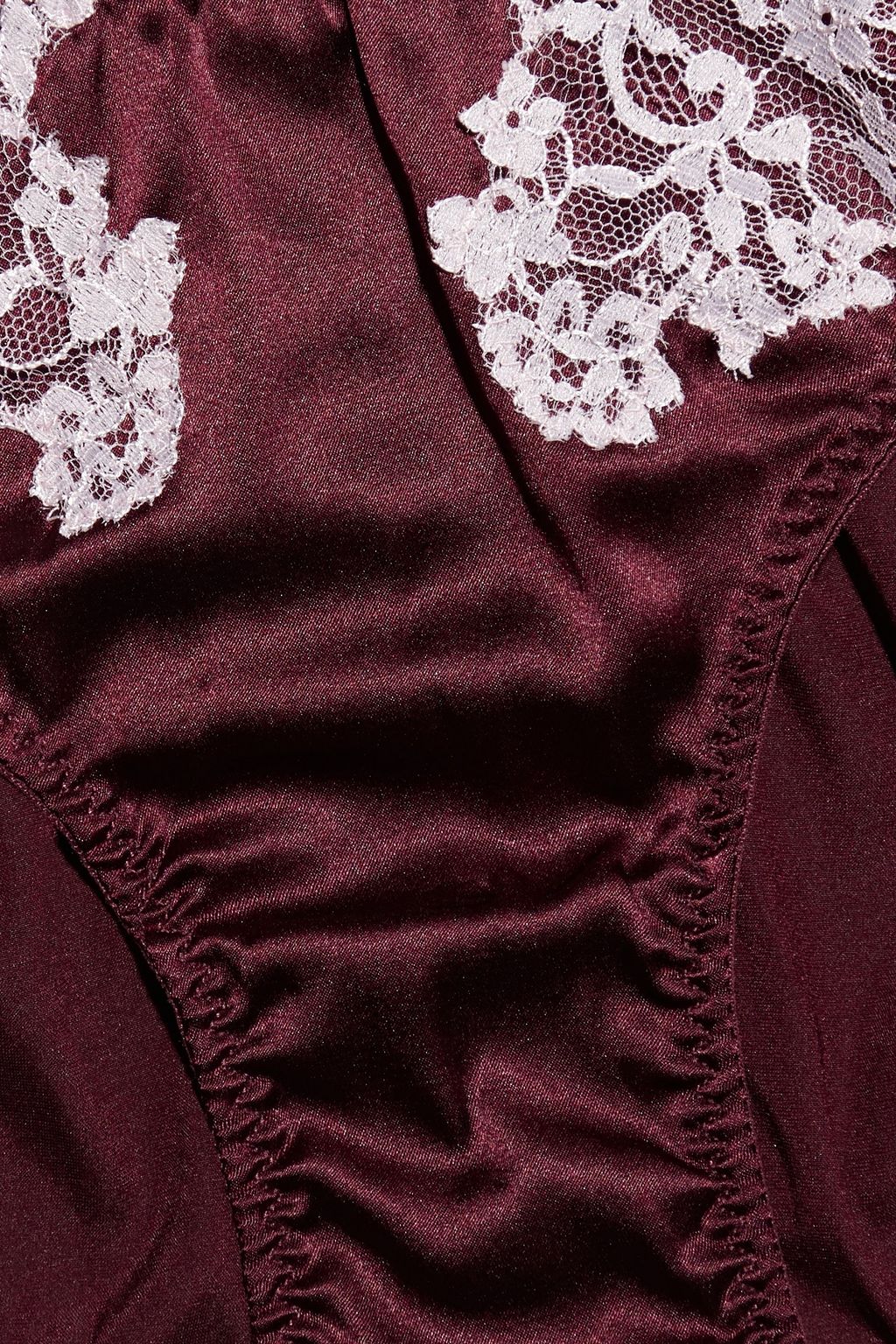 MYLA Grosvenor Square lace-appliquéd silk-blend satin low-rise briefs