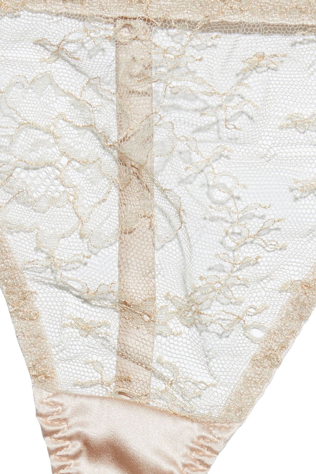 MYLA Darling Row silk-blend satin and Chantilly lace low-rise thong