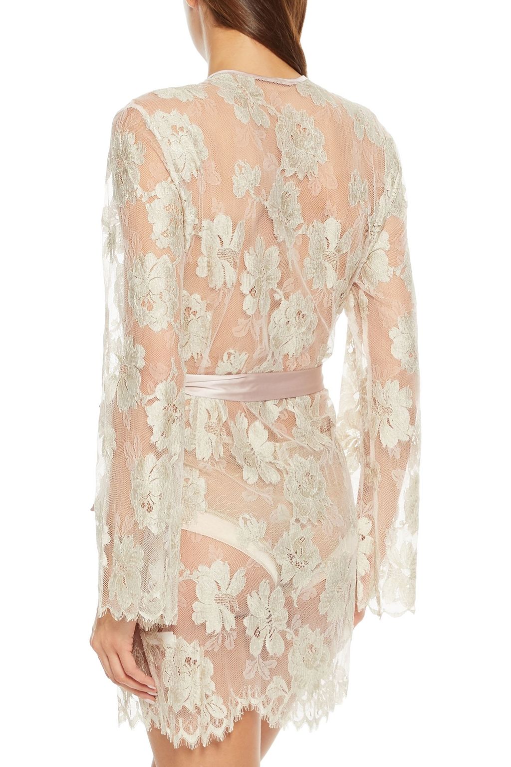 MYLA Dove Mews satin-trimmed Leavers lace robe