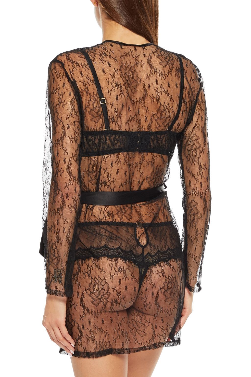 MYLA Darling Row belted Chantilly lace robe