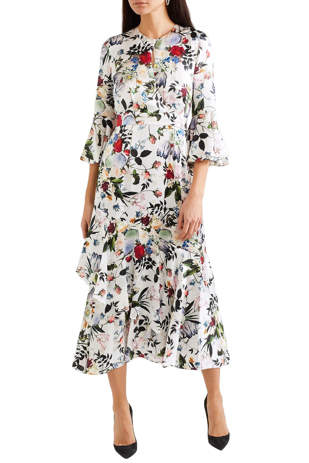 ERDEM Florence floral-print silk midi dress