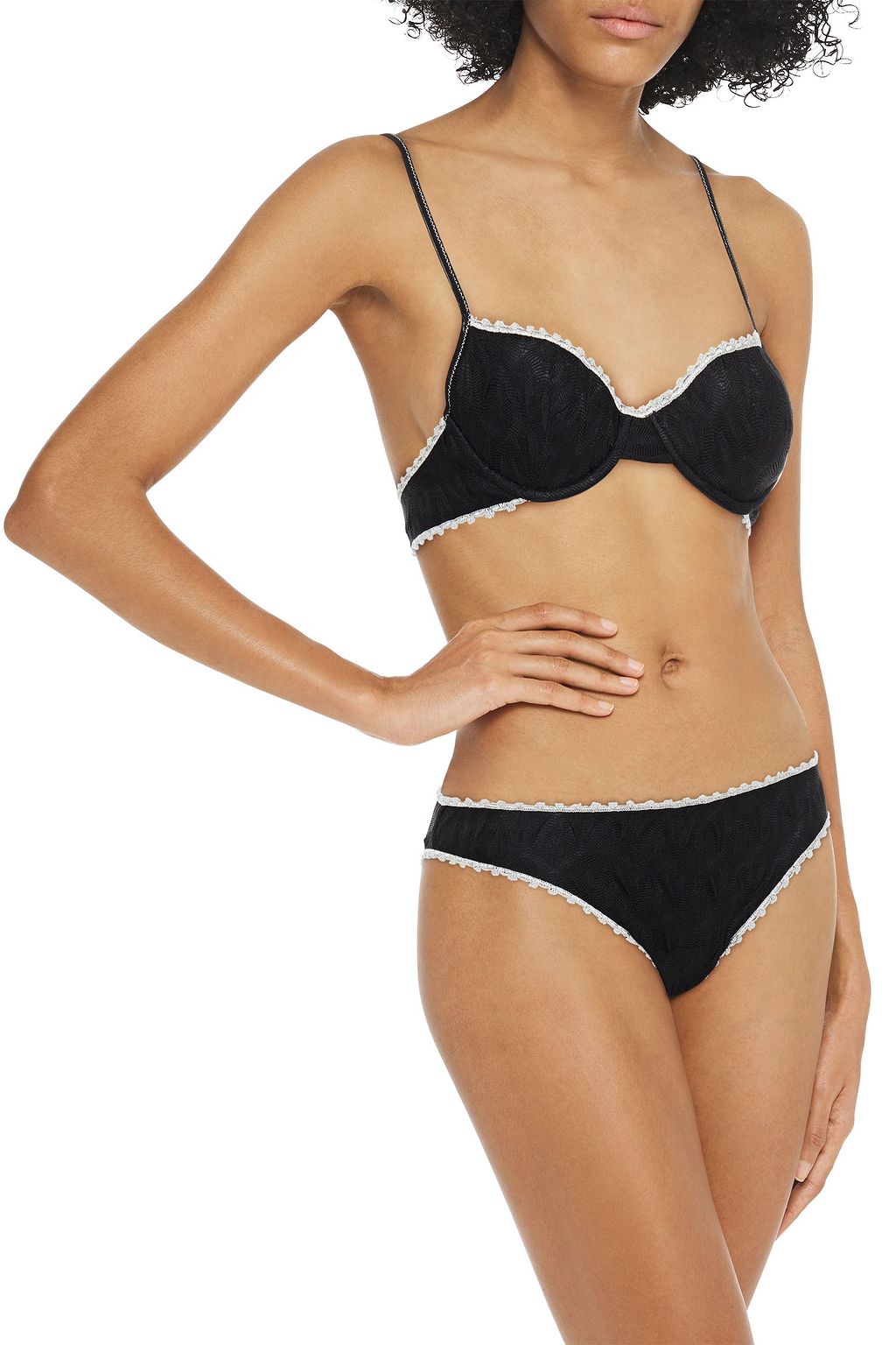 MISSONI MARE Metallic-trimmed crochet-knit underwired bikini