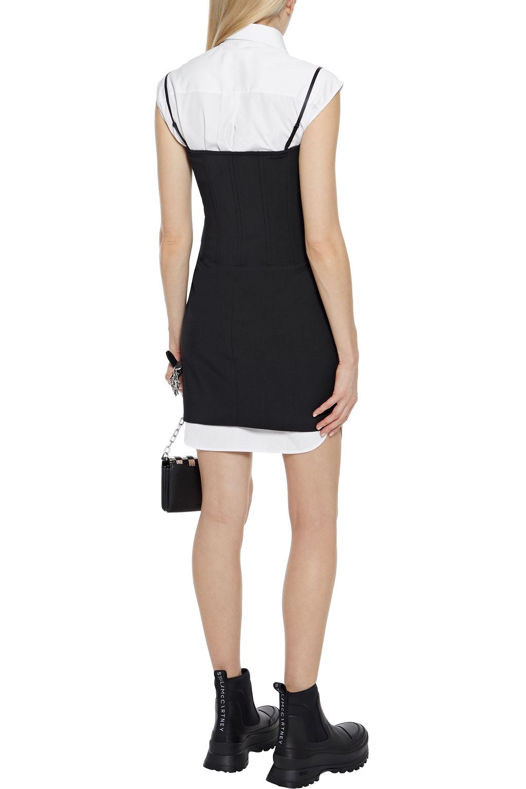ALEXANDER WANG Satin-trimmed wool-blend cady mini dress