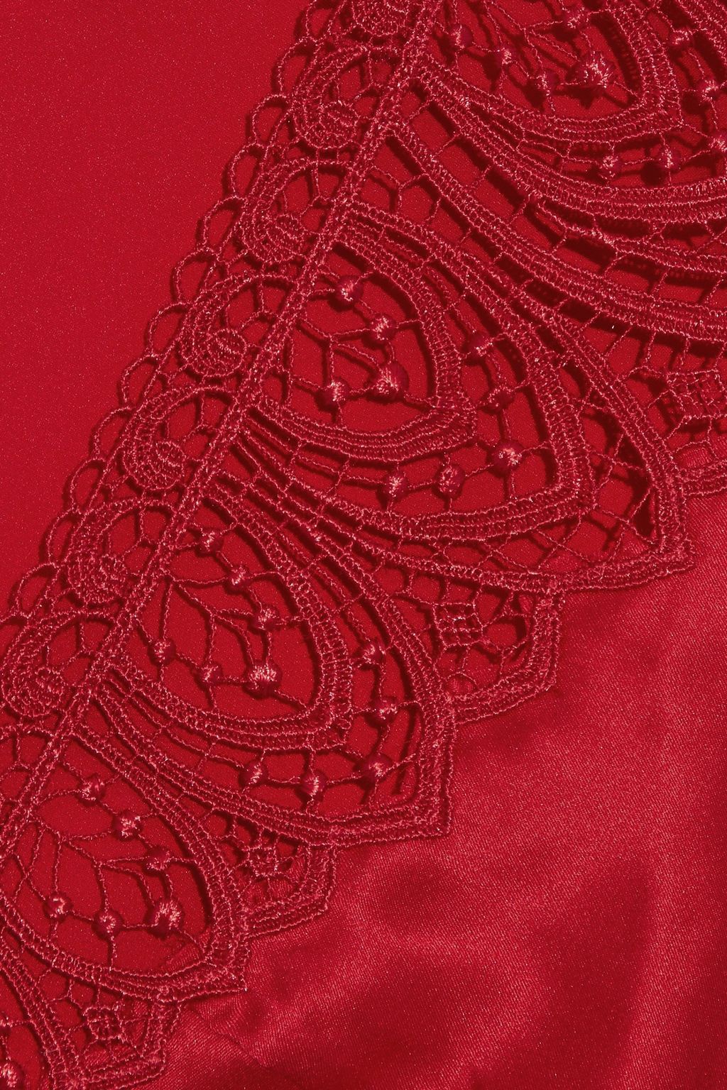 SIMONE PÉRÈLE Guipure lace-trimmed silk-blend satin robe