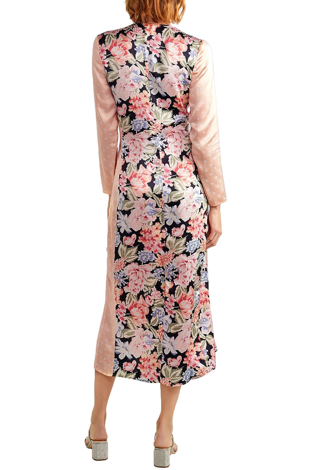 RIXO Betty printed satin wrap midi dress