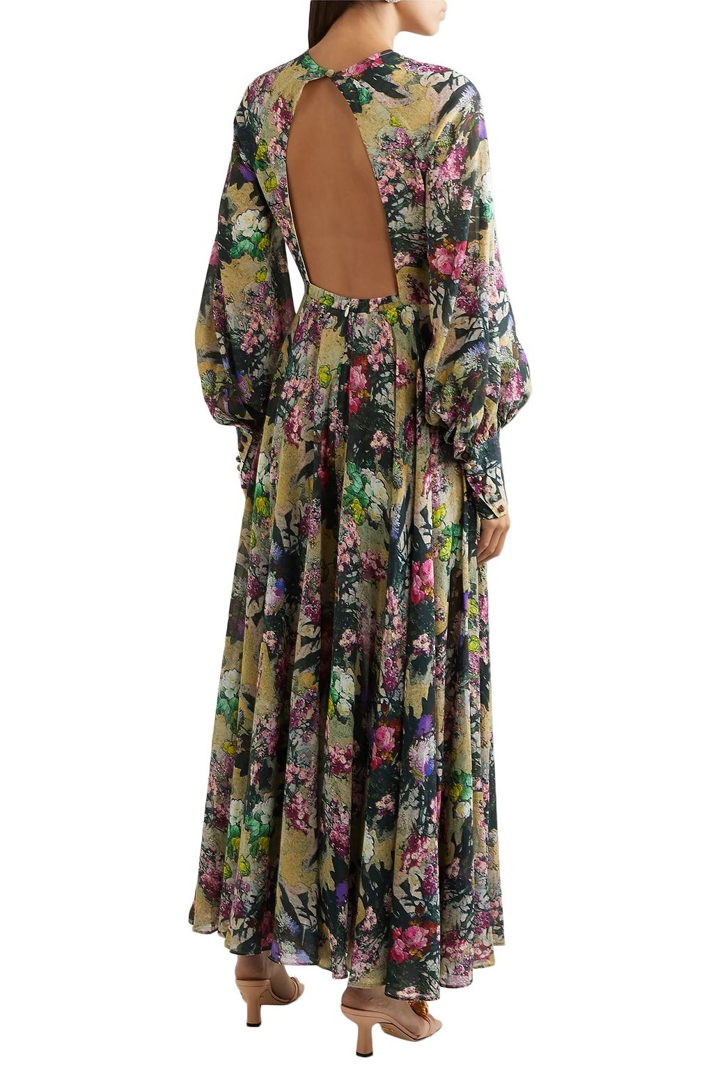 ROTATE BIRGER CHRISTENSEN Open-back floral-print crepe maxi dress