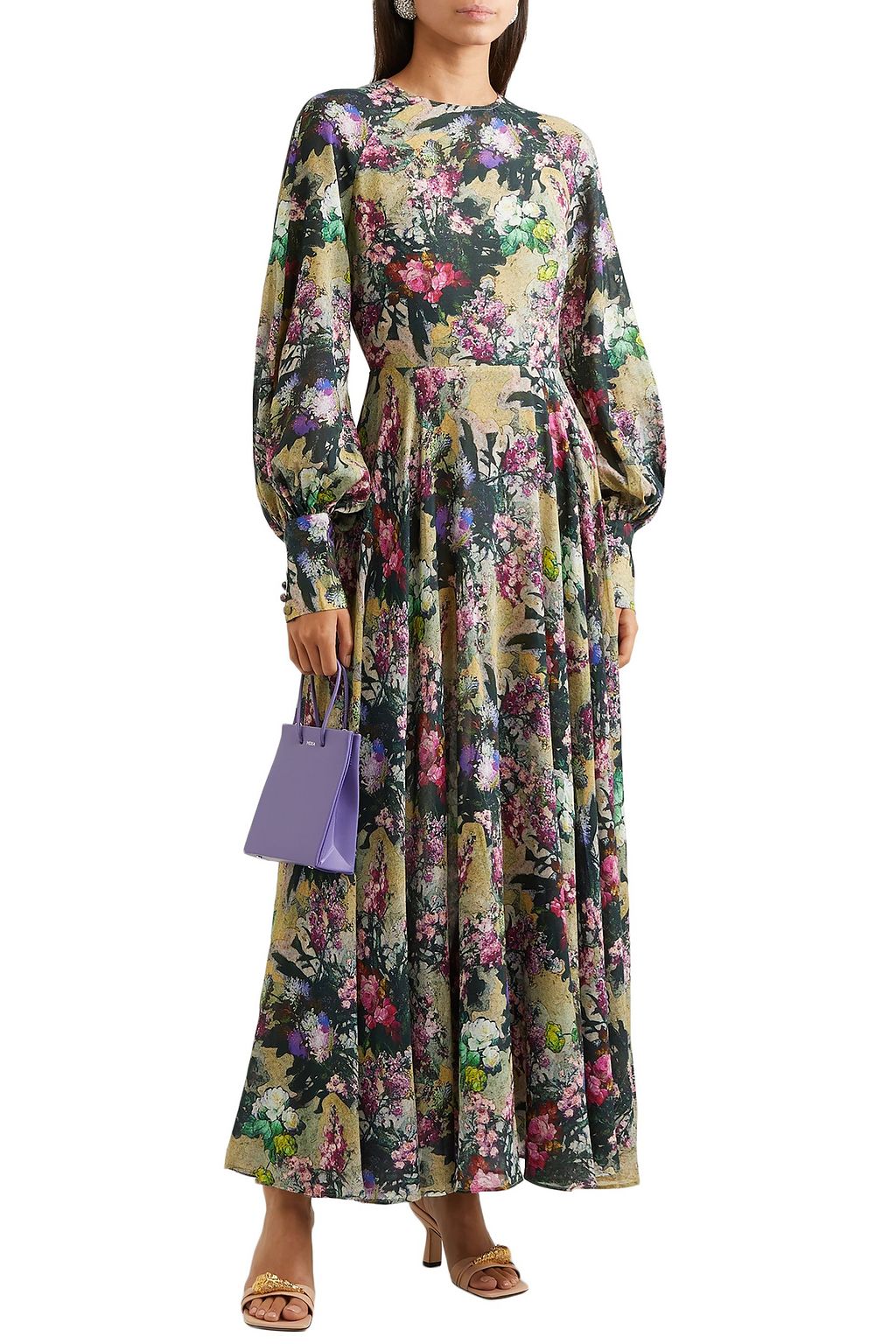 ROTATE BIRGER CHRISTENSEN Open-back floral-print crepe maxi dress