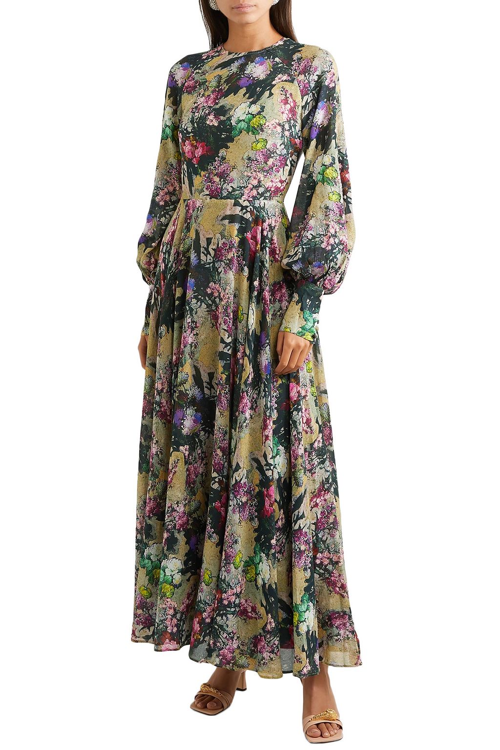 ROTATE BIRGER CHRISTENSEN Open-back floral-print crepe maxi dress