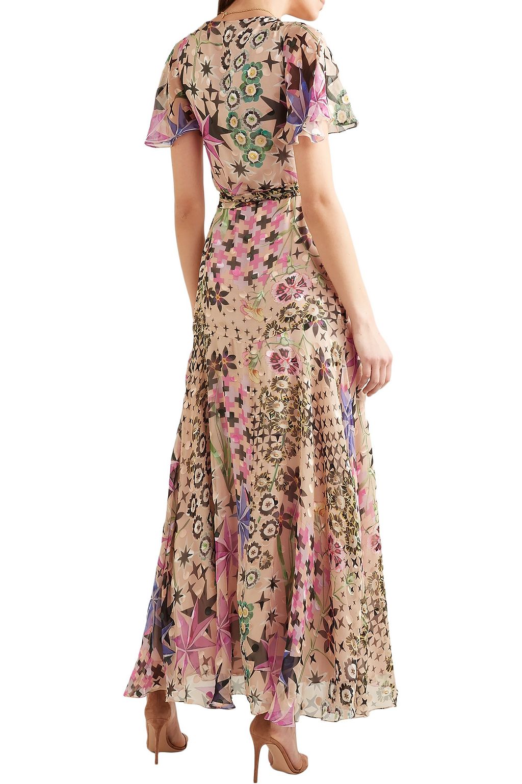 TEMPERLEY LONDON Claudette printed devoré silk-blend chiffon wrap maxi dress