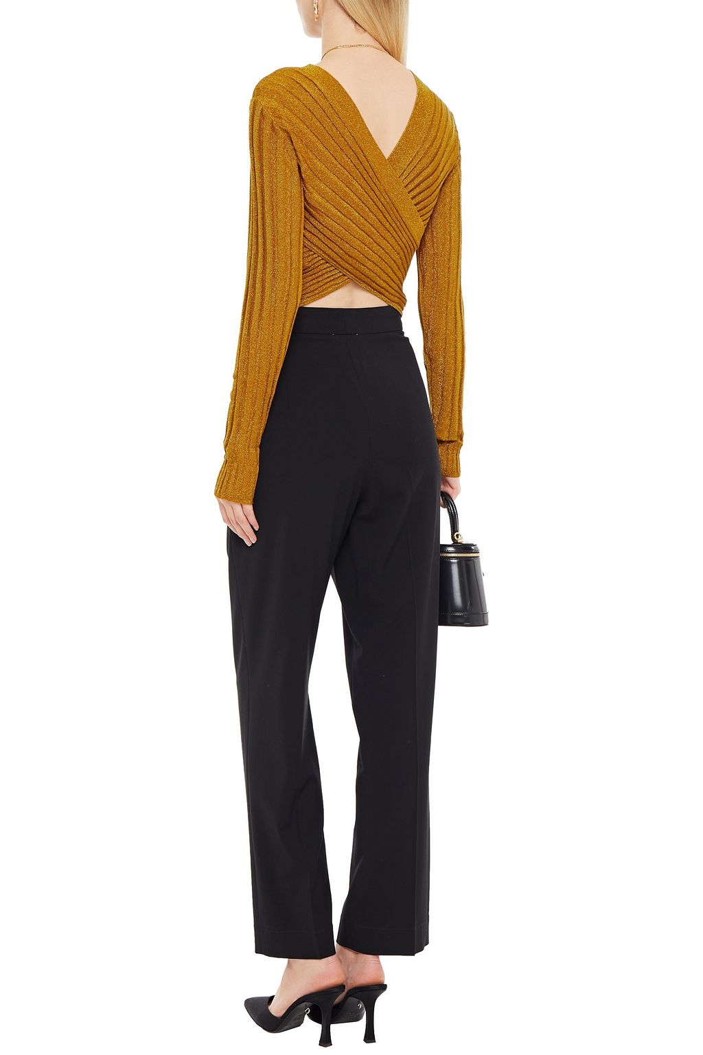 MISSONI Cropped metallic ribbed-knit top