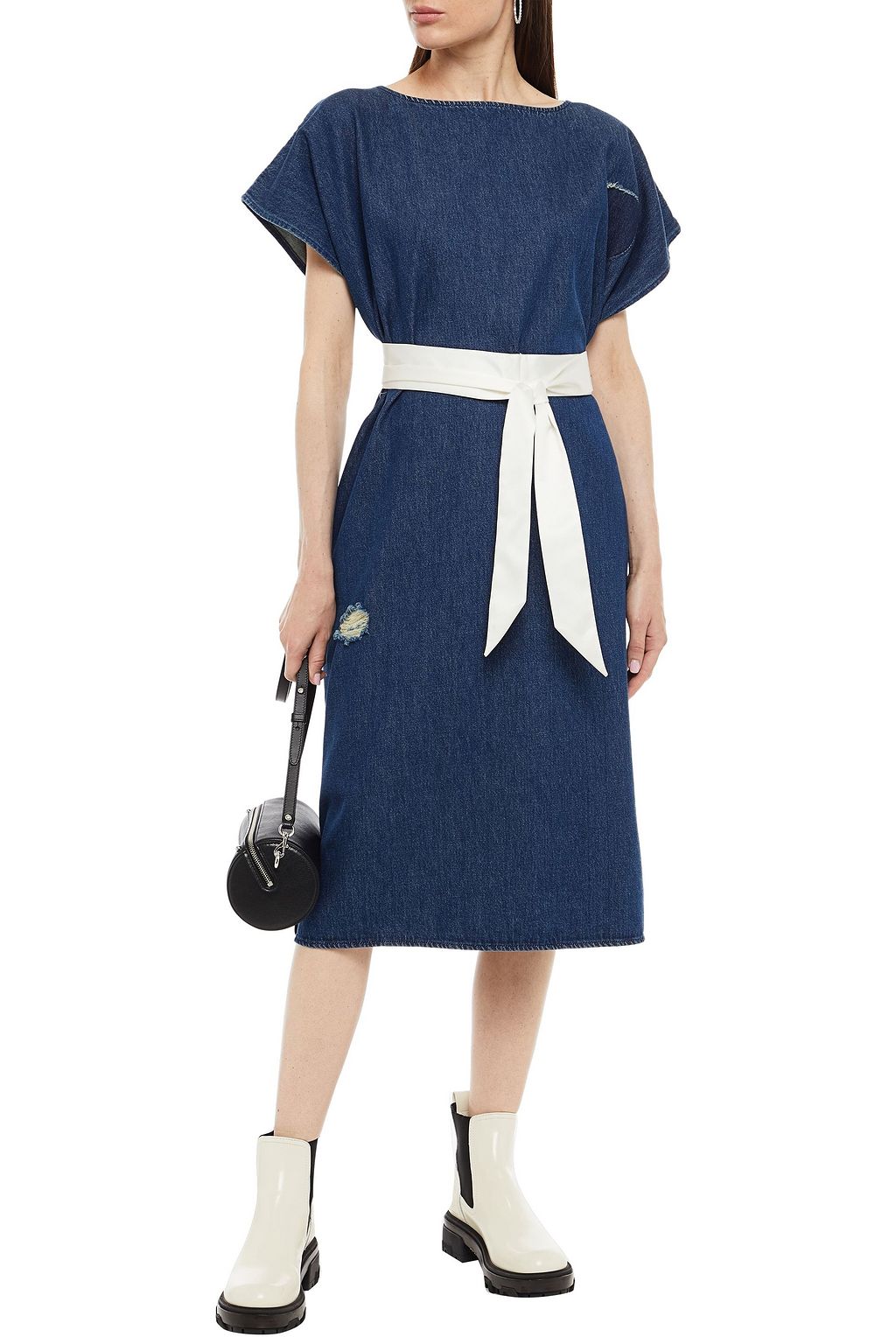 MM6 MAISON MARGIELA Oversized distressed denim midi dress