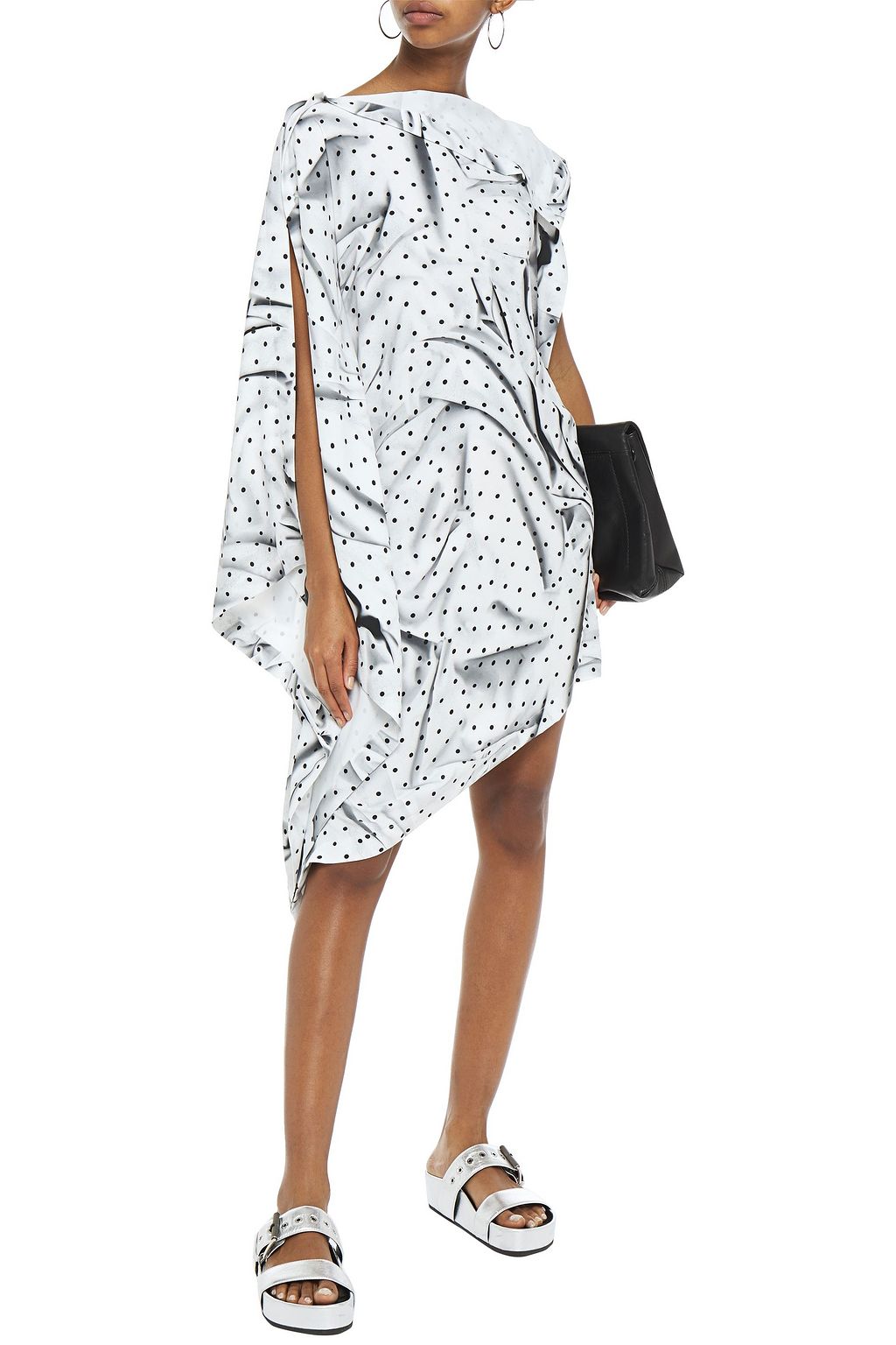 MM6 MAISON MARGIELA Asymmetric draped polka-dot crepe dress