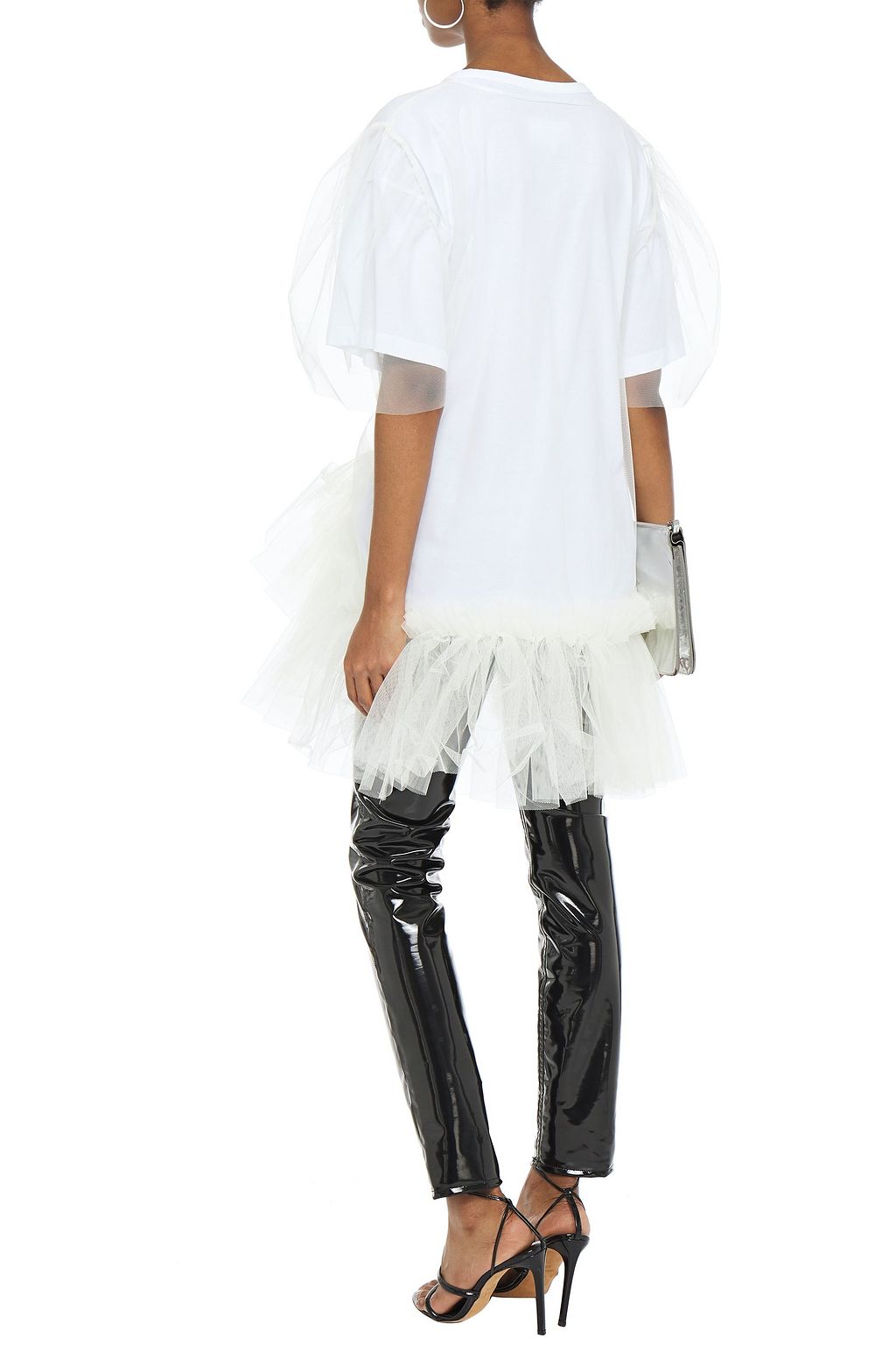 MM6 MAISON MARGIELA Layered tulle and printed cotton-jersey top