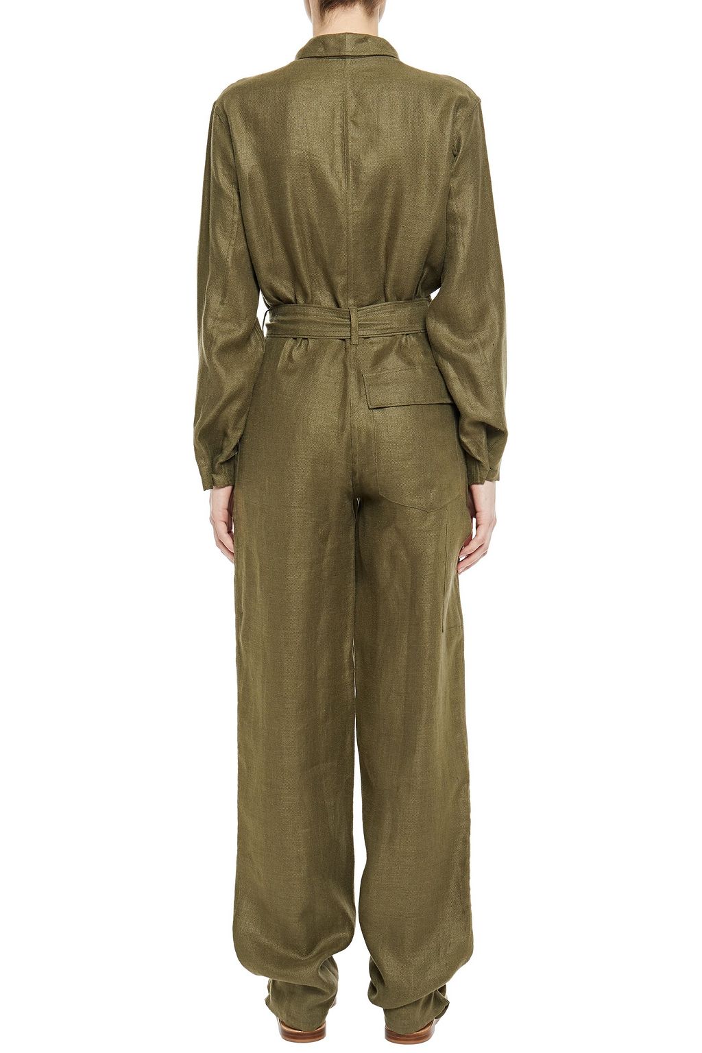 GABRIELA HEARST Phoebus belted basketweave linen jumpsuit