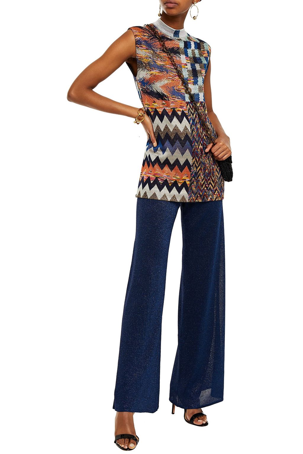 MISSONI Metallic knitted wide-leg pants