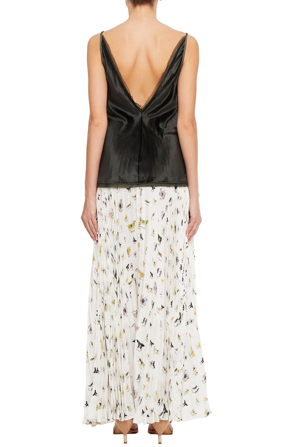 GABRIELA HEARST Maria open-back crepe de chine and silk-velvet camisole