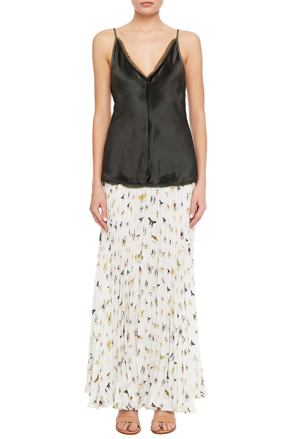 GABRIELA HEARST Maria open-back crepe de chine and silk-velvet camisole