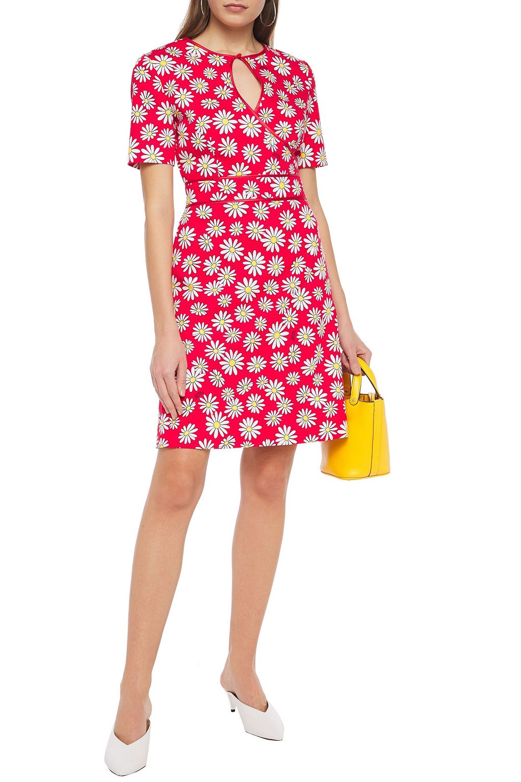 BOUTIQUE MOSCHINO Wrap-effect floral-print cotton-blend piqué dress