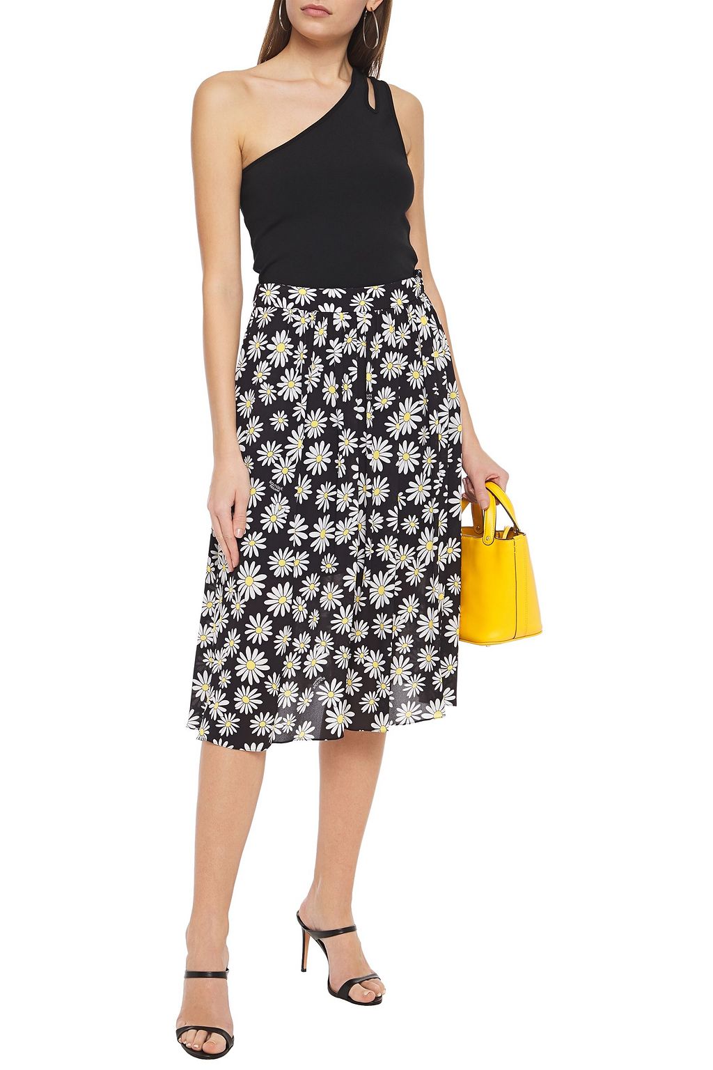 BOUTIQUE MOSCHINO Gathered floral-print crepe skirt