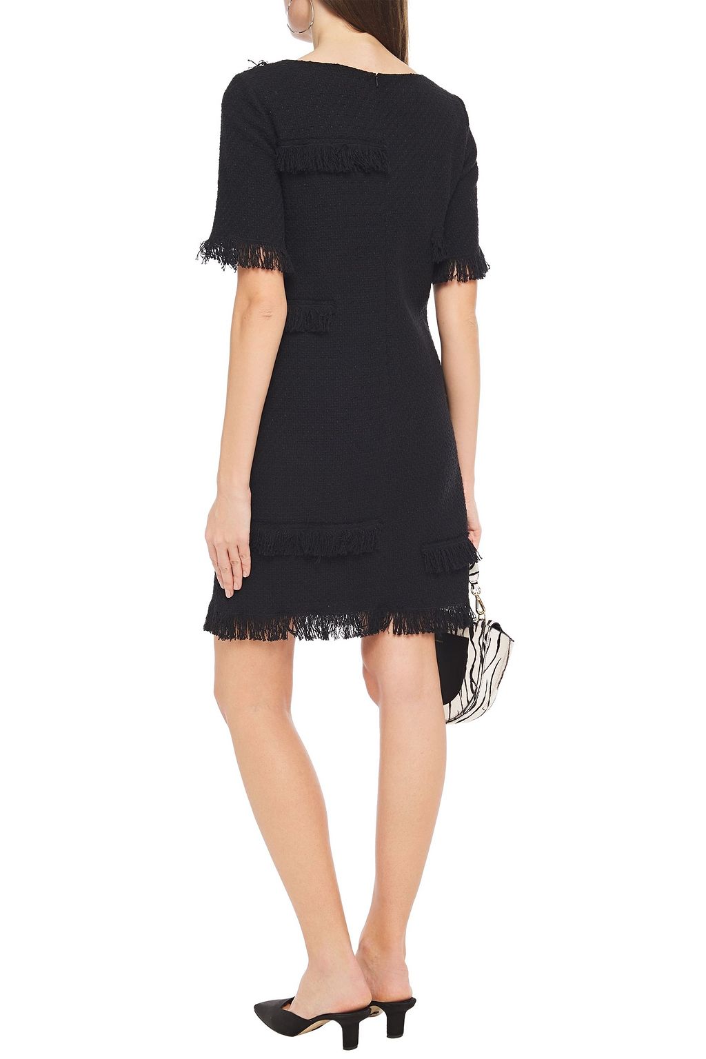 BOUTIQUE MOSCHINO Frayed cotton-blend tweed mini dress