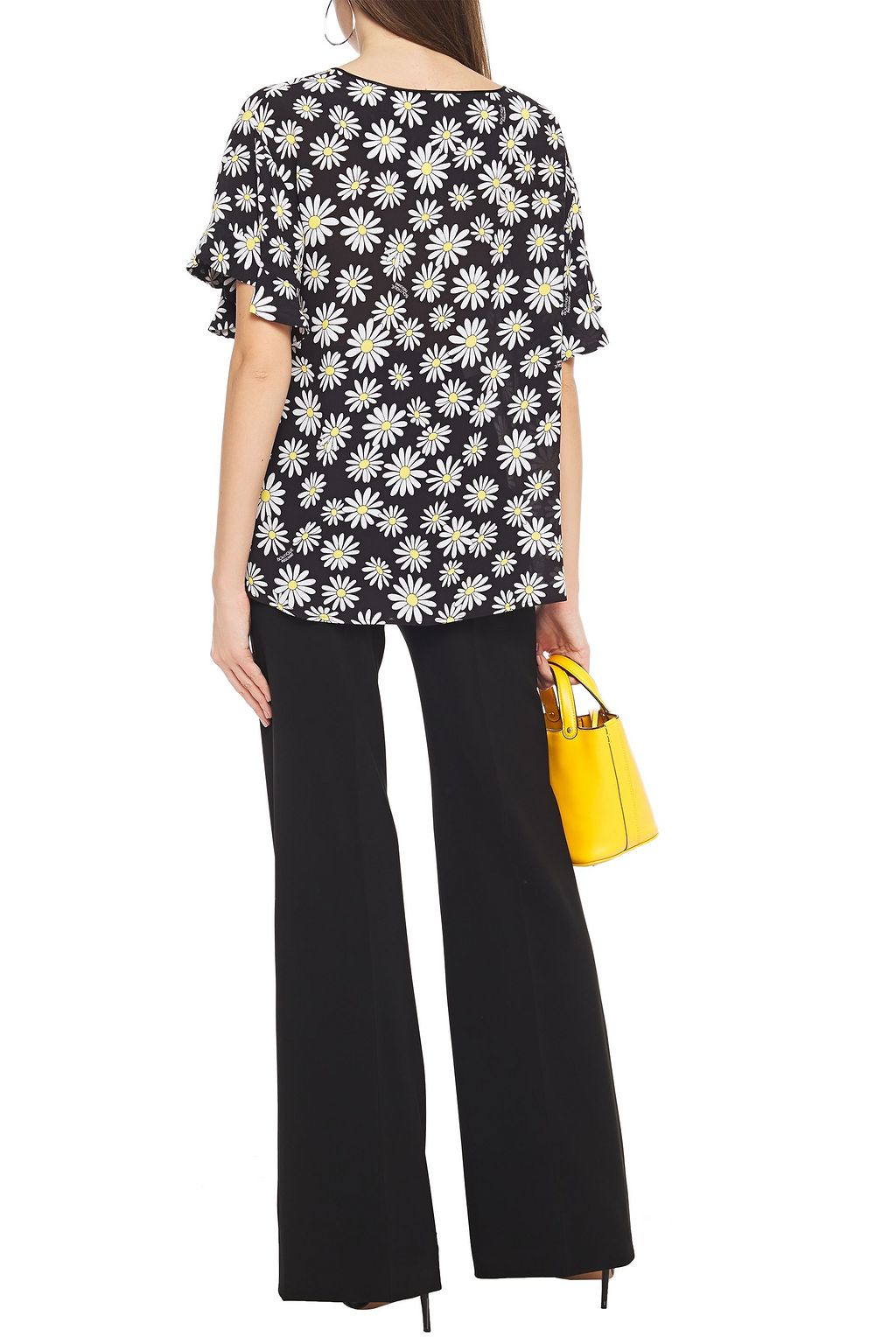 BOUTIQUE MOSCHINO Ruffle-trimmed floral-print crepe top